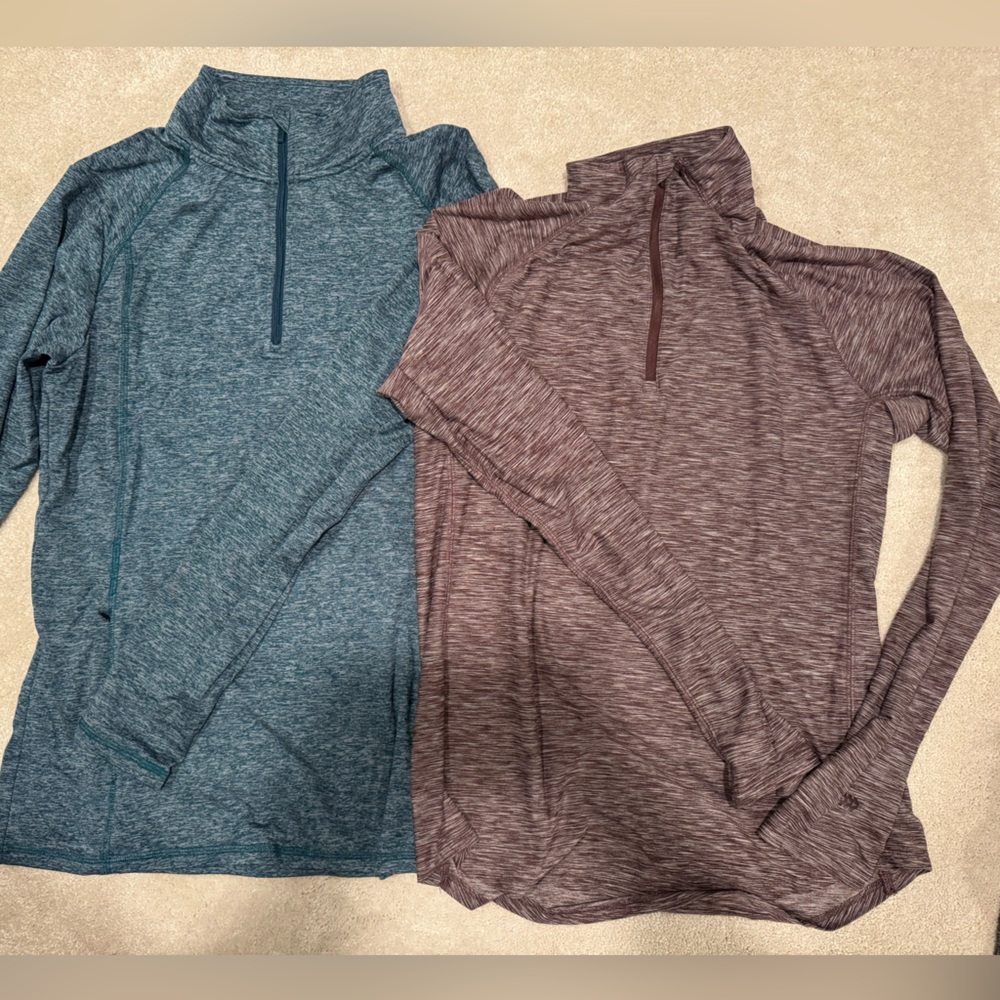 All in motion Maroon (M) and Blue (L) Long Sleeve Quarter Zip